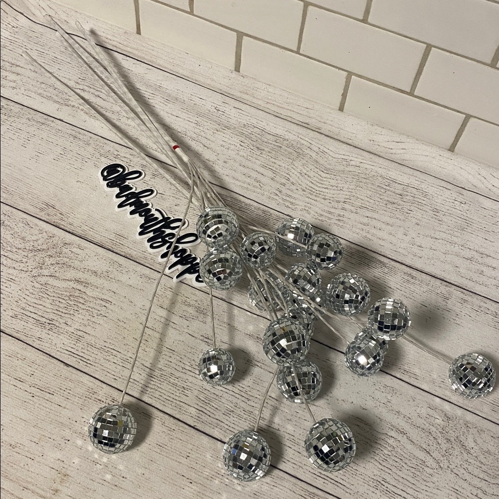 *Set of 4 29" Silver Disco Ball Christmas Tree or Decor Decorative Picks Stems
